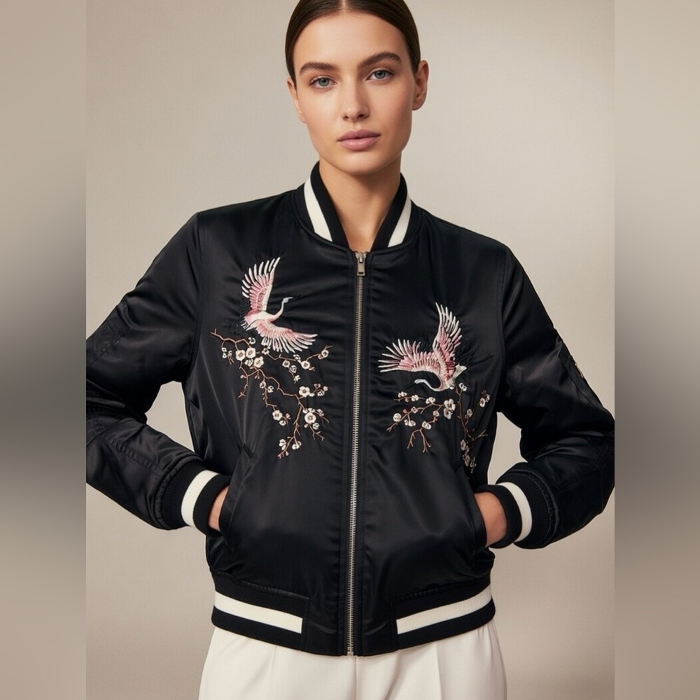 Trouvé Embroidered Bomber Jacket, Size M